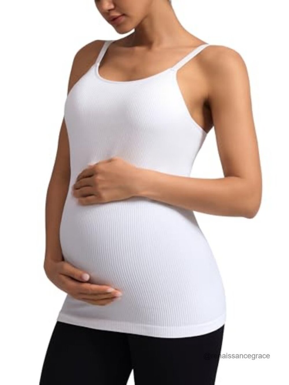 Women's Maternity Tank with Built-In Bra Seamless Nylon Spandex